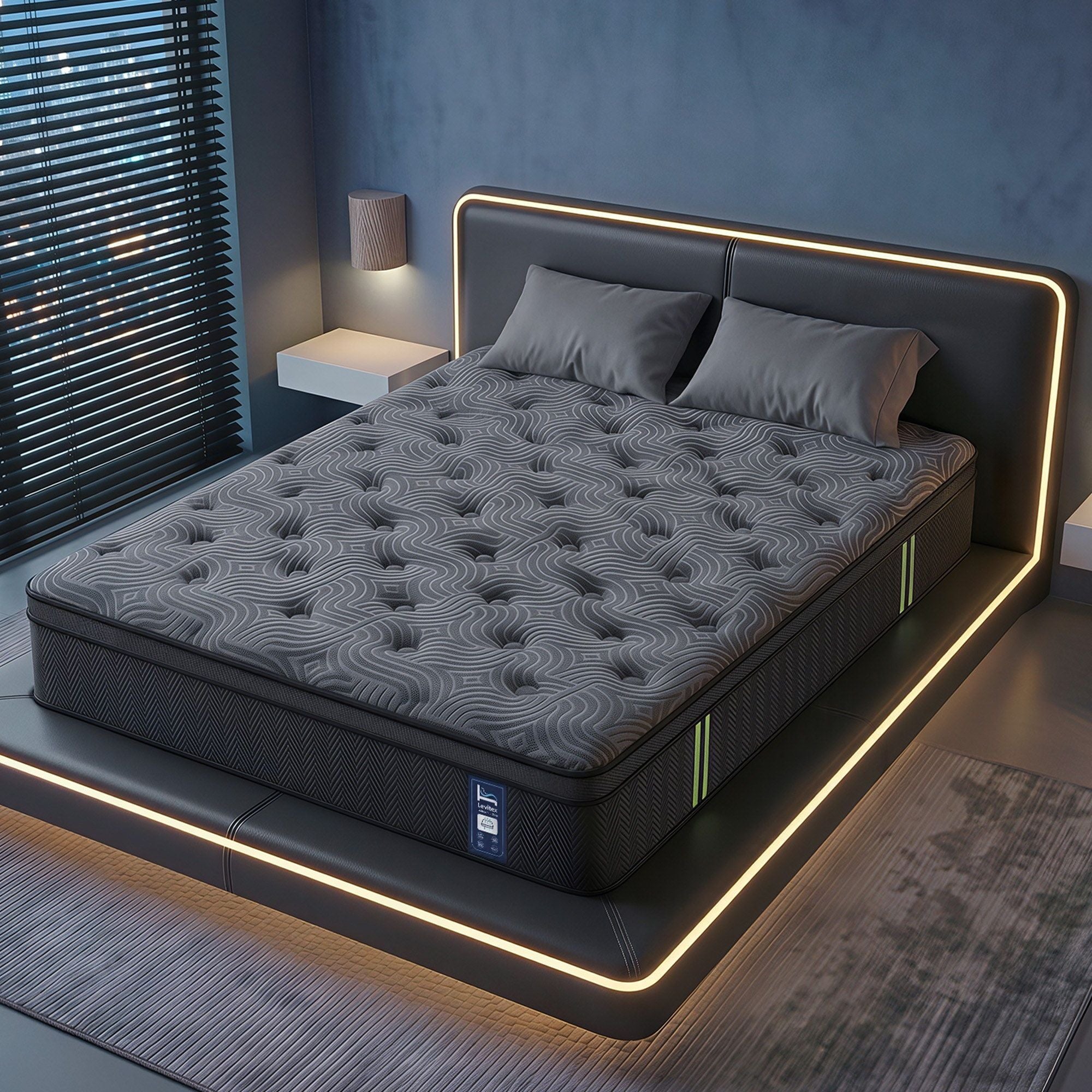 Levitex Double Mattress 34 cm 5-Zone Pressure Relief  Pocket Spring with Reinforced Edge Support & Breathable Gel Memory Foam Hybrid Mattress