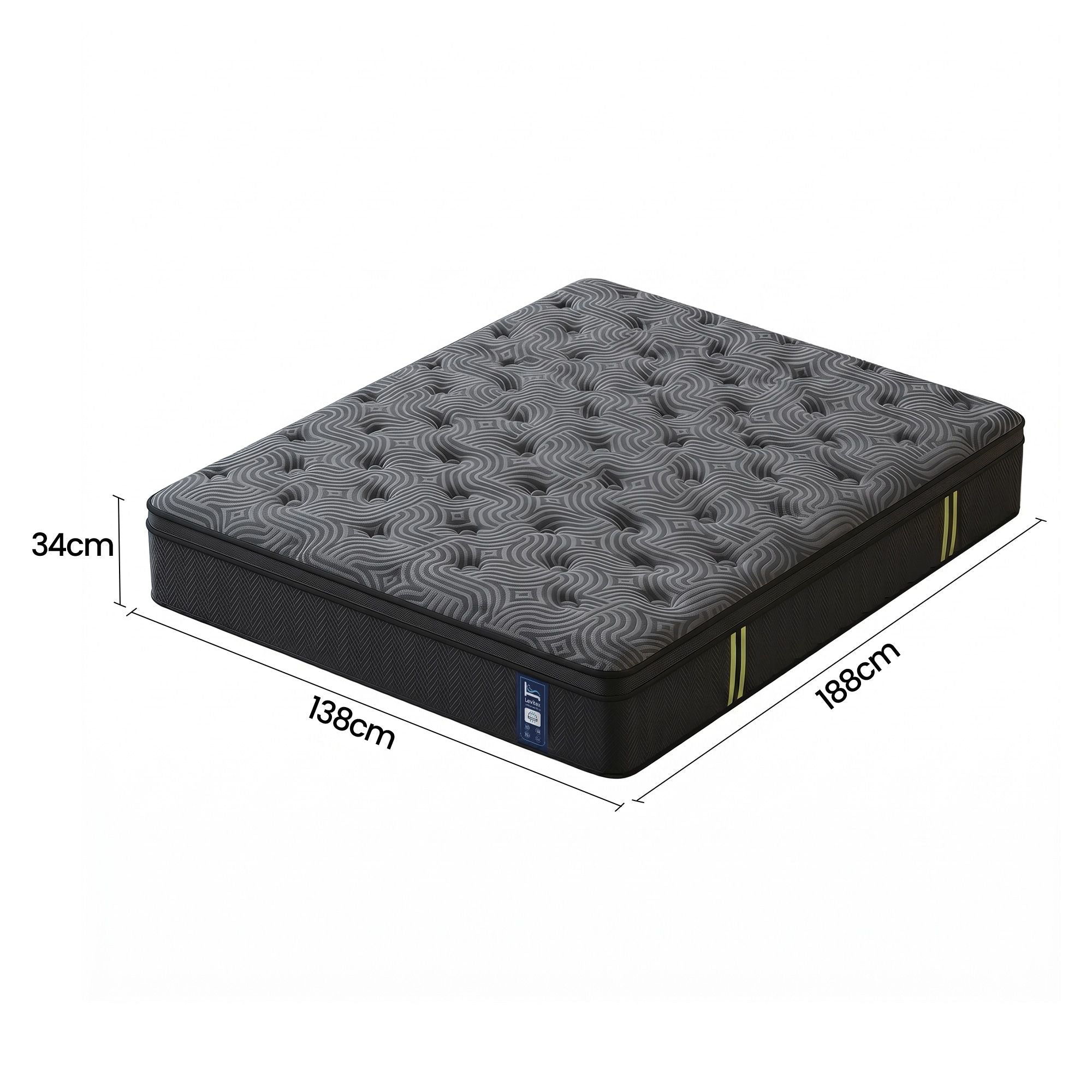 Levitex Double Mattress 34 cm 5-Zone Pressure Relief  Pocket Spring with Reinforced Edge Support & Breathable Gel Memory Foam Hybrid Mattress
