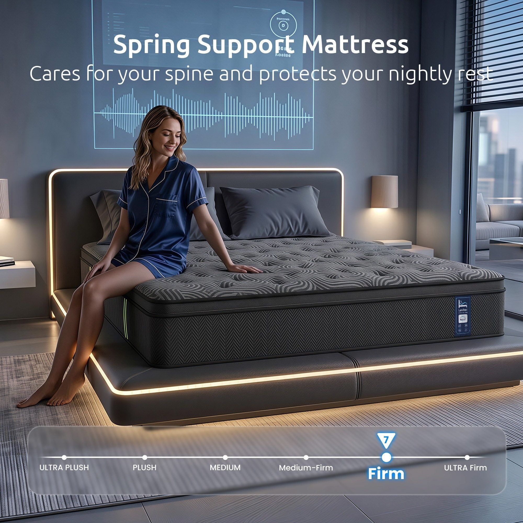 Levitex Double Mattress 34 cm 5-Zone Pressure Relief  Pocket Spring with Reinforced Edge Support & Breathable Gel Memory Foam Hybrid Mattress
