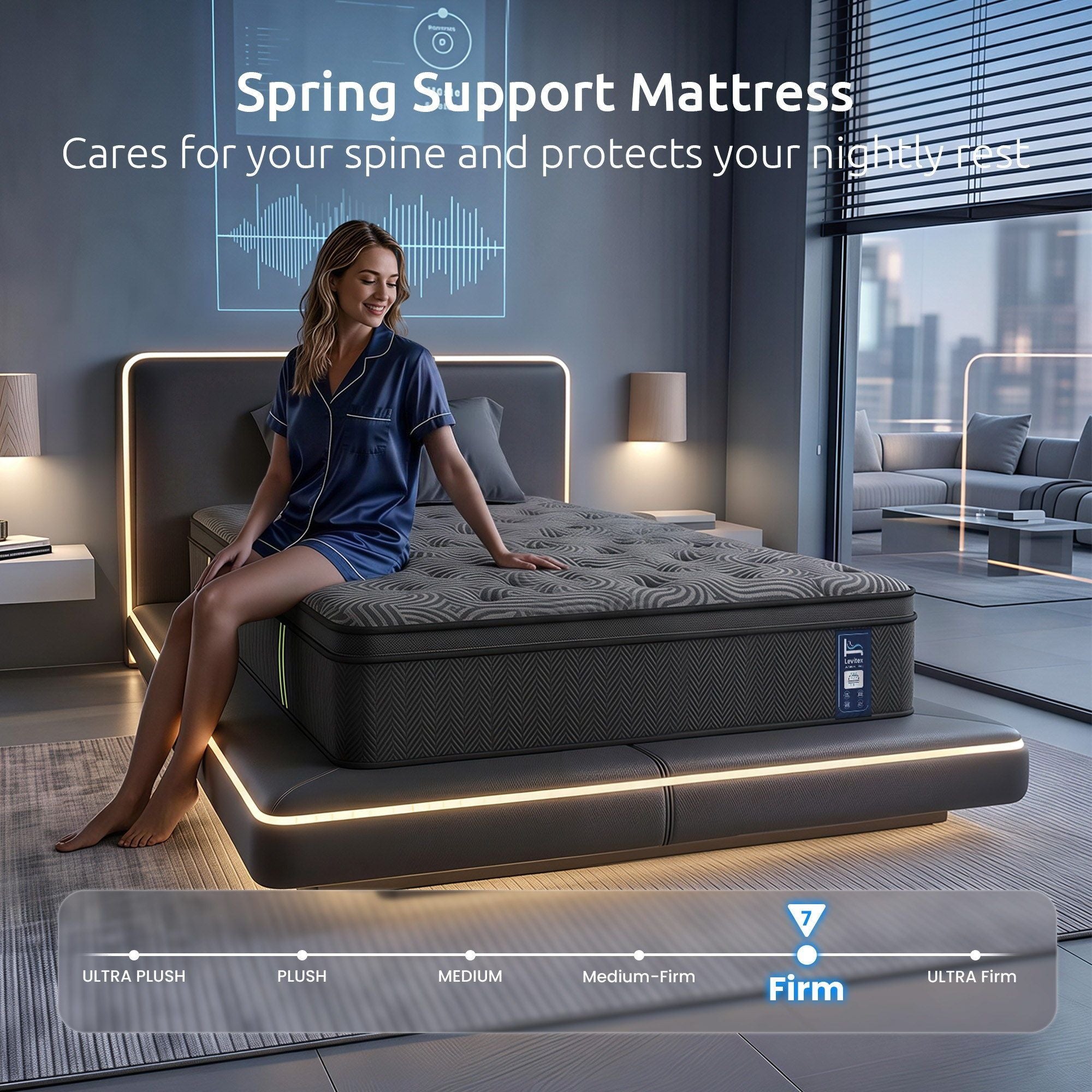 Levitex 34 cm Pocket Spring Mattress with Reinforced Edge Support & 5-Zone Pressure Relief Breathable Gel Memory Foam Hybrid Mattress for Back Pain ‌King Single
