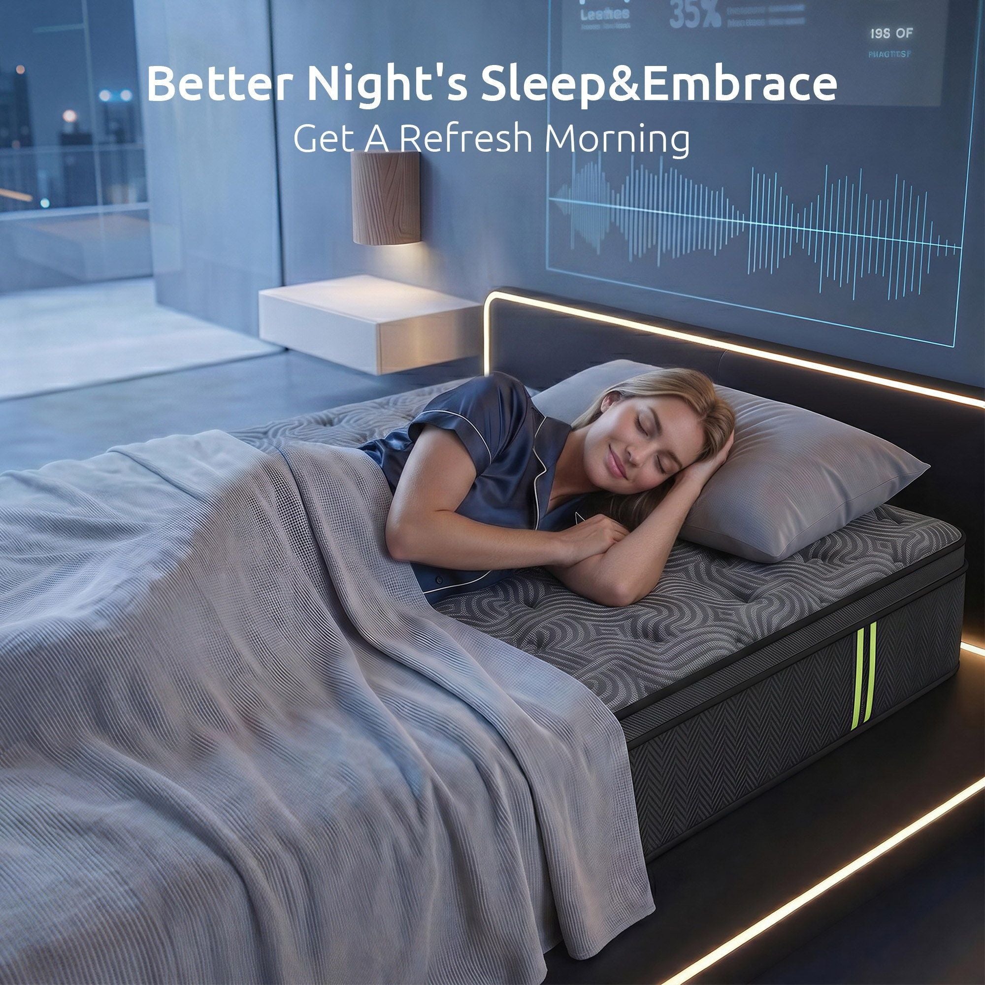 Levitex 34 cm Pocket Spring Mattress with Reinforced Edge Support & 5-Zone Pressure Relief Breathable Gel Memory Foam Hybrid Mattress for Back Pain ‌King Single