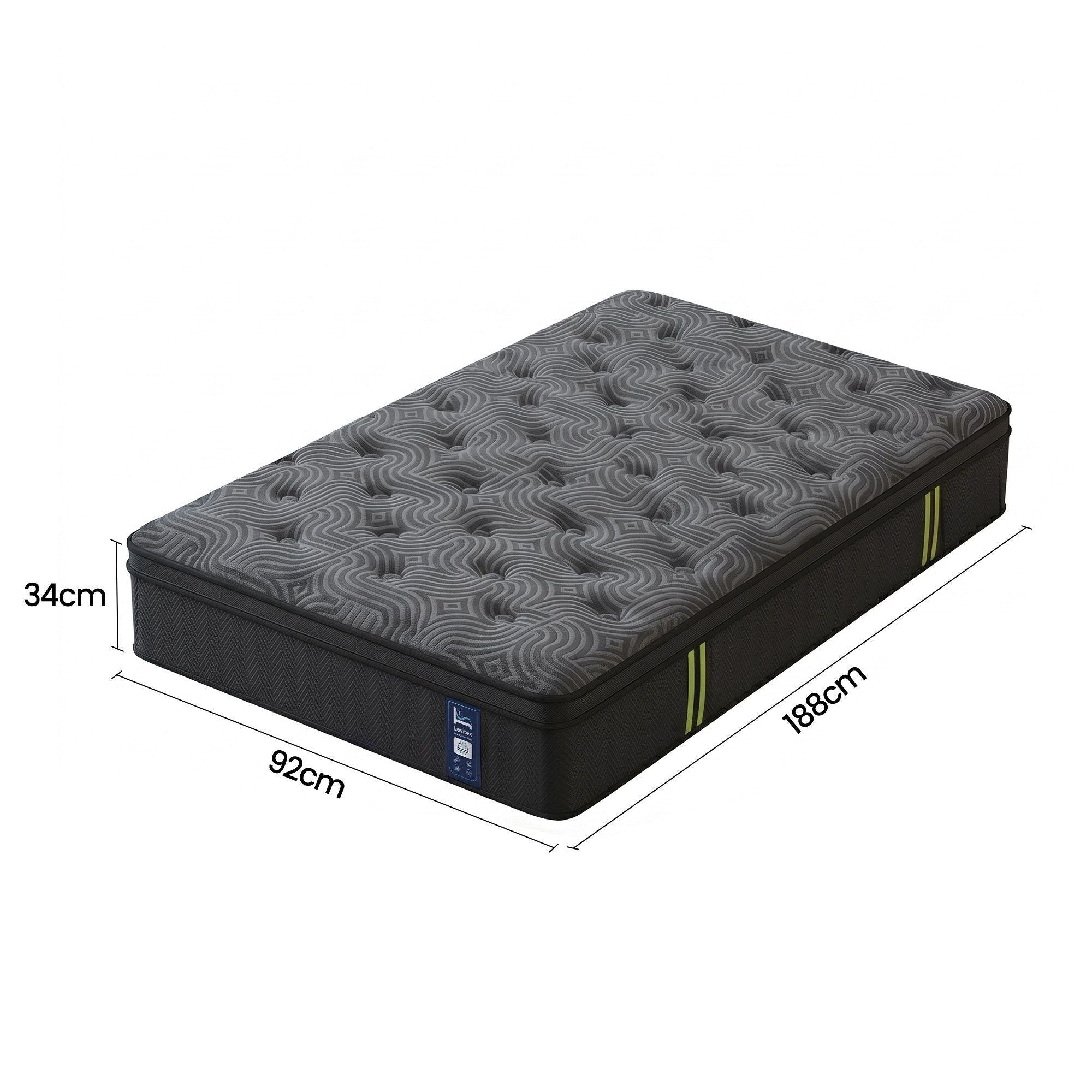 Levitex Single Mattress 34 cm 5-Zone Pressure Relief  Pocket Spring with Reinforced Edge Support & Breathable Gel Memory Foam Hybrid Mattress