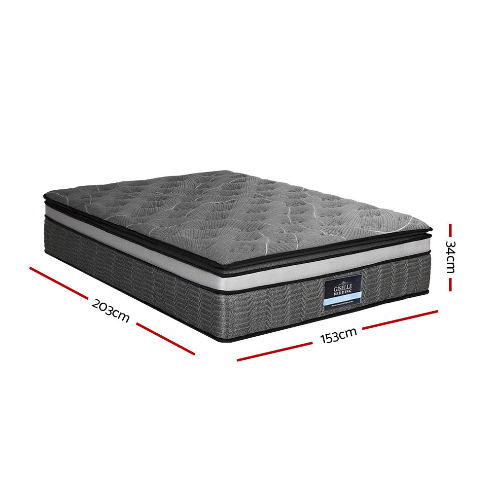 Queen Mattress: Giselle Bedding 34cm Mattress Double Layer Pocket Spring Queen