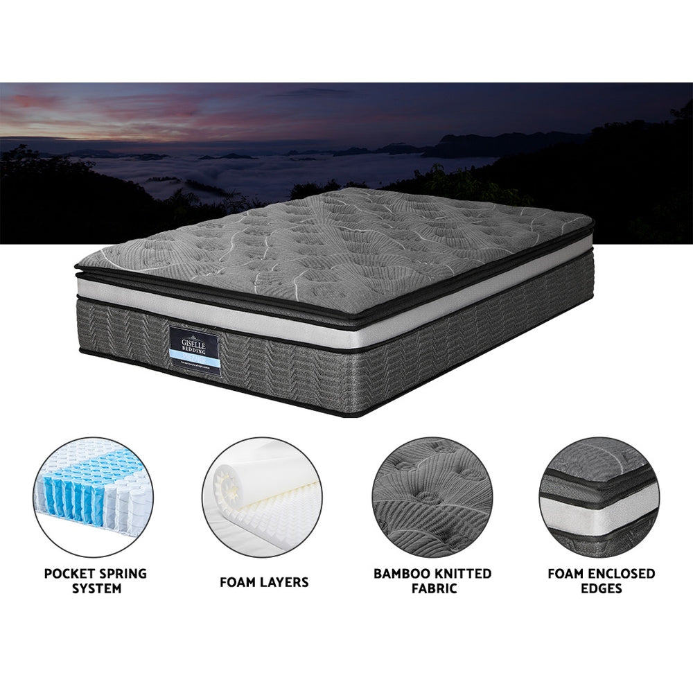 Queen Mattress: Giselle Bedding 34cm Mattress Double Layer Pocket Spring Queen