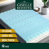 Mattress Toppers: Giselle Bedding Memory Foam Mattress Topper 11-Zone 8cm Queen