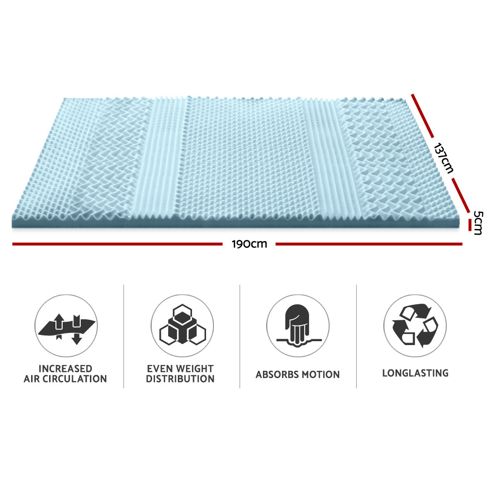 Mattress Toppers: Giselle Bedding Memory Foam Mattress Topper 7-Zone 5cm Double