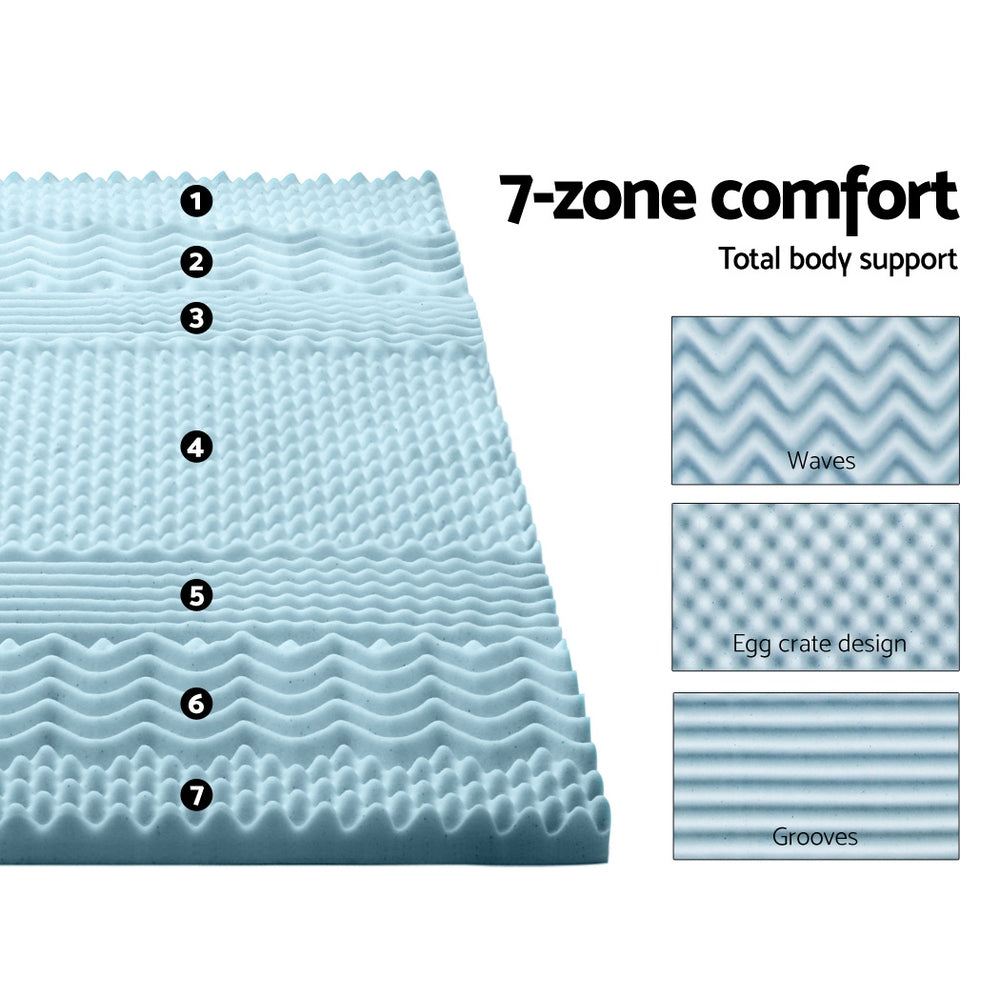 Mattress Toppers: Giselle Bedding Memory Foam Mattress Topper 7-Zone 5cm Double