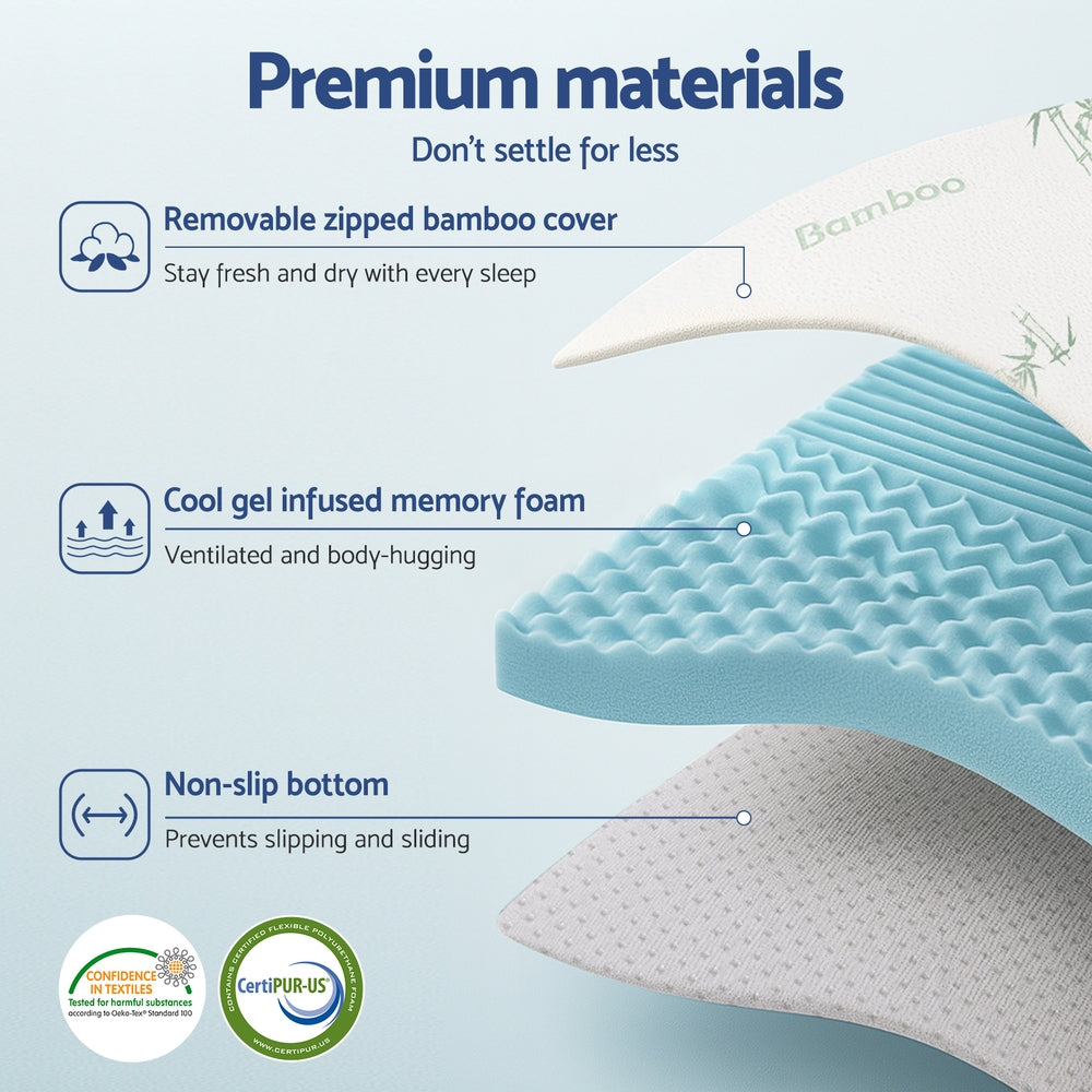 Mattress Toppers: Giselle Bedding 5cm Memory Foam Mattress Topper 7-Zone King Single