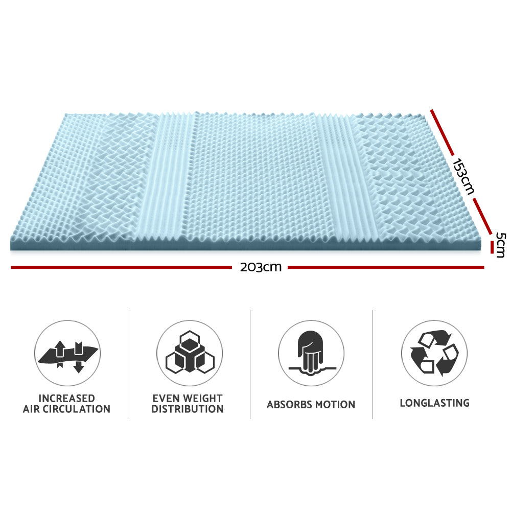 Mattress Toppers: Giselle Bedding Memory Foam Mattress Topper 7-Zone 5cm Queen