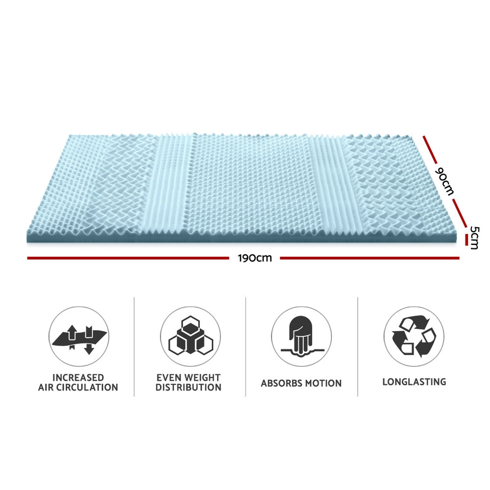Mattress Toppers: Giselle Bedding Memory Foam Mattress Topper 7-Zone 5cm Single