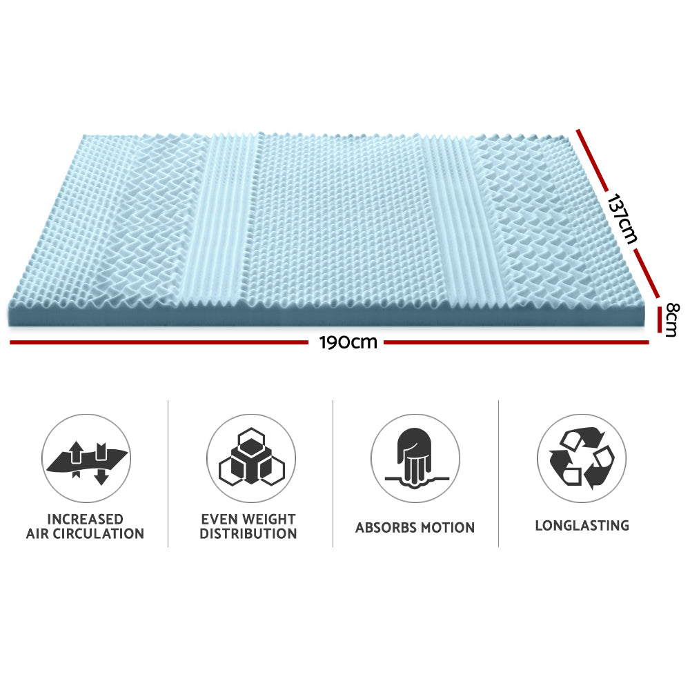 Mattress Toppers: Giselle Bedding Memory Foam Mattress Topper 7-Zone 8cm Double