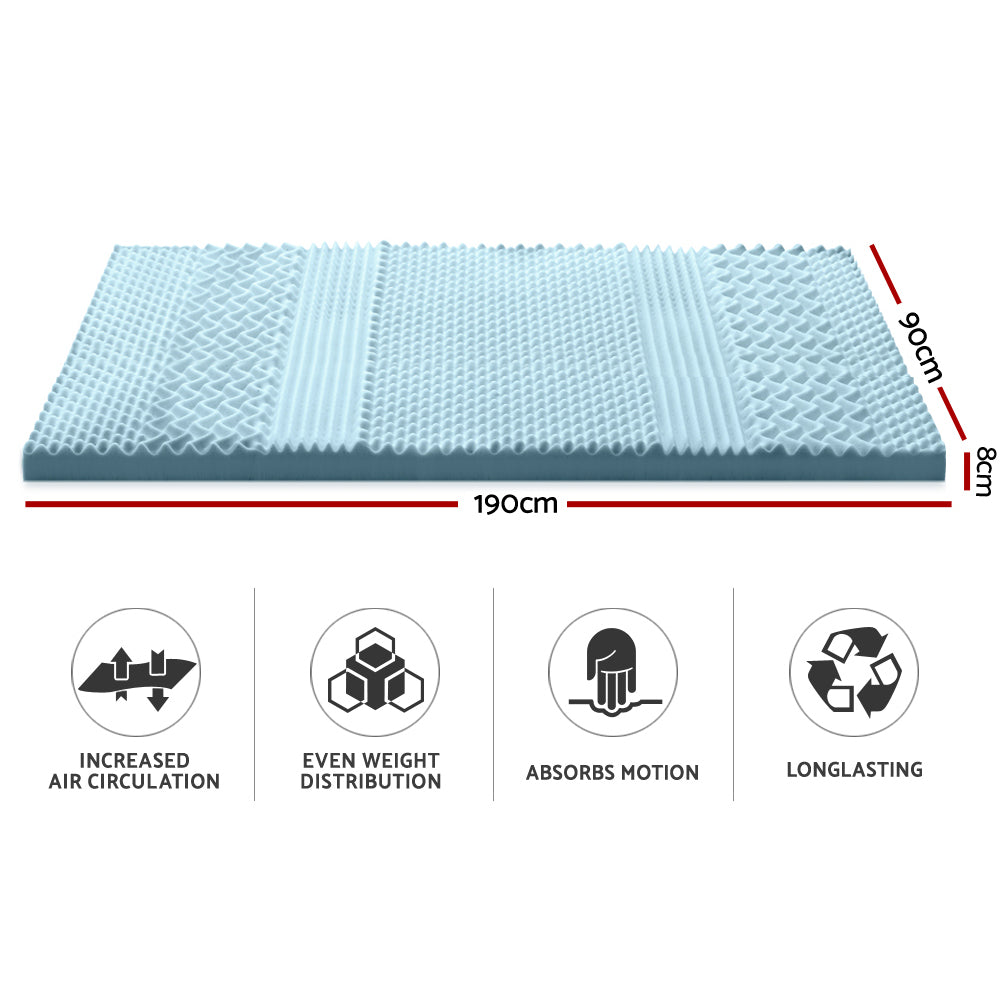 Mattress Toppers: Giselle Bedding Memory Foam Mattress Topper 7-Zone 8cm Single