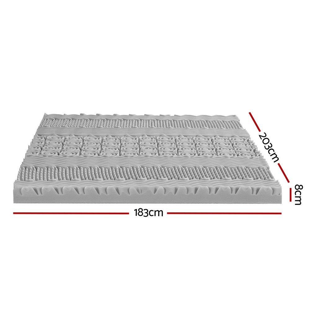 Mattress Toppers: Giselle Bedding 8cm Memory Foam Mattress Topper 7-Zone Graphite King