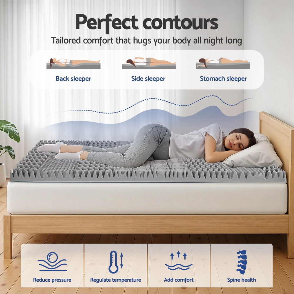Mattress Toppers: Giselle Bedding 8cm Memory Foam Mattress Topper 7-Zone Graphite King