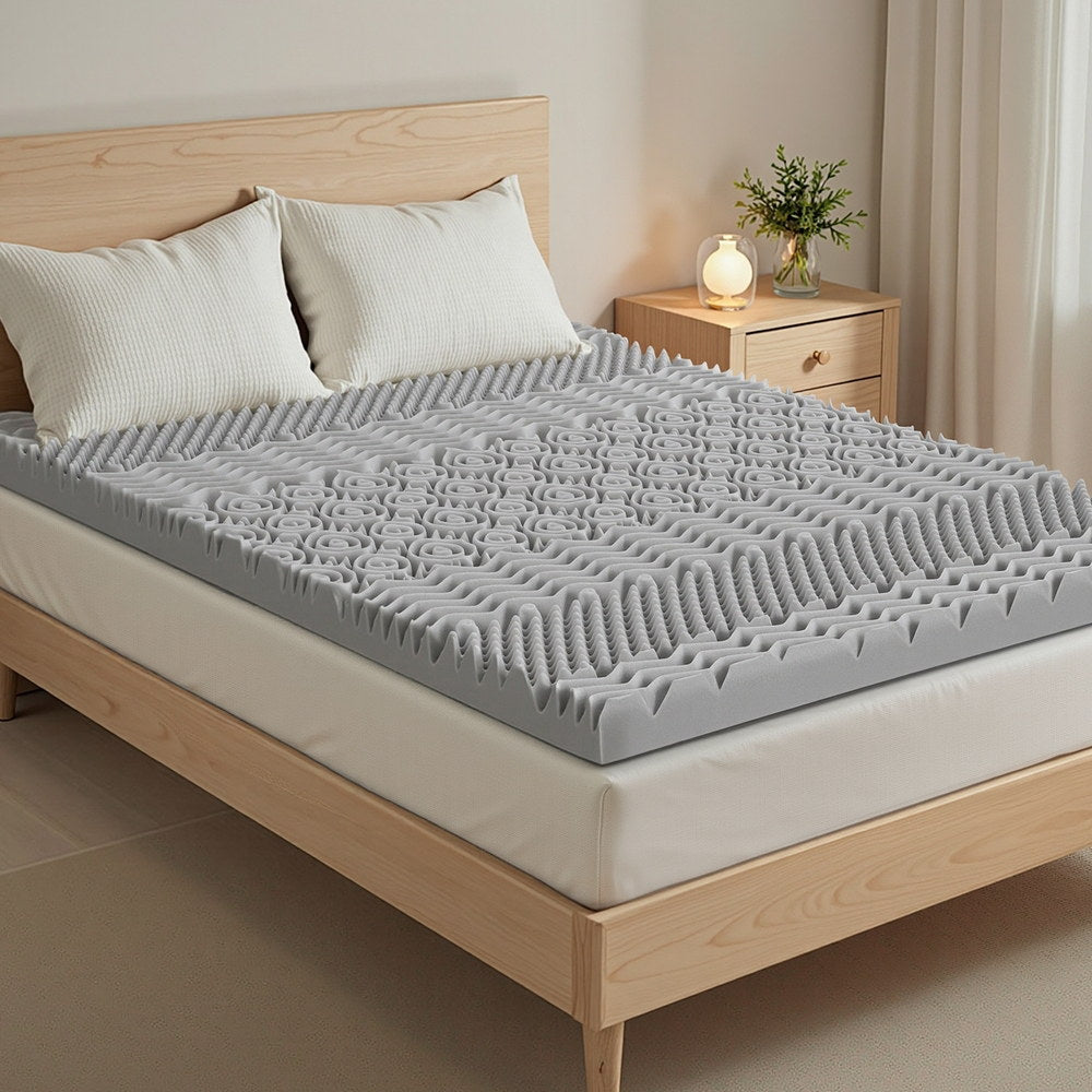 Mattress Toppers: Giselle Bedding 8cm Memory Foam Mattress Topper 7-Zone Graphite King