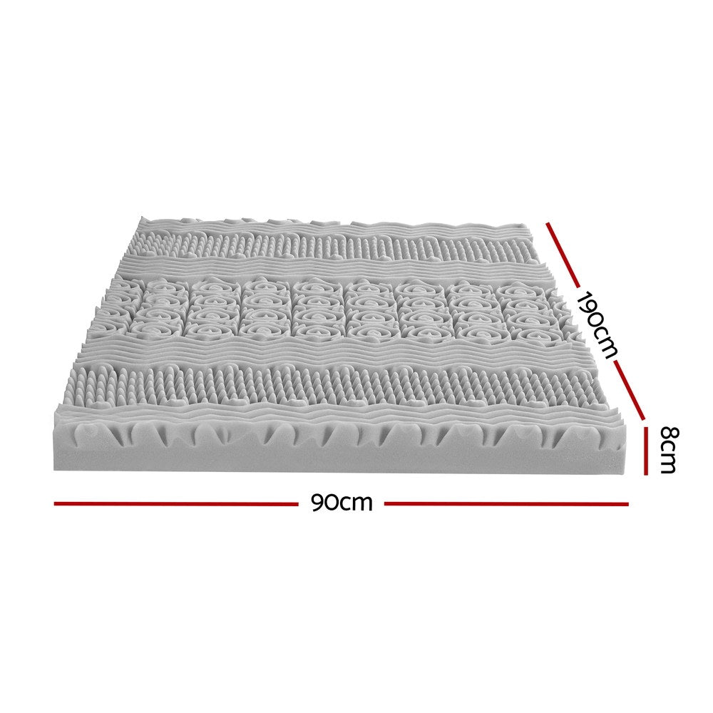 Mattress Toppers: Giselle Bedding 8cm Memory Foam Mattress Topper 7-Zone Graphite Single