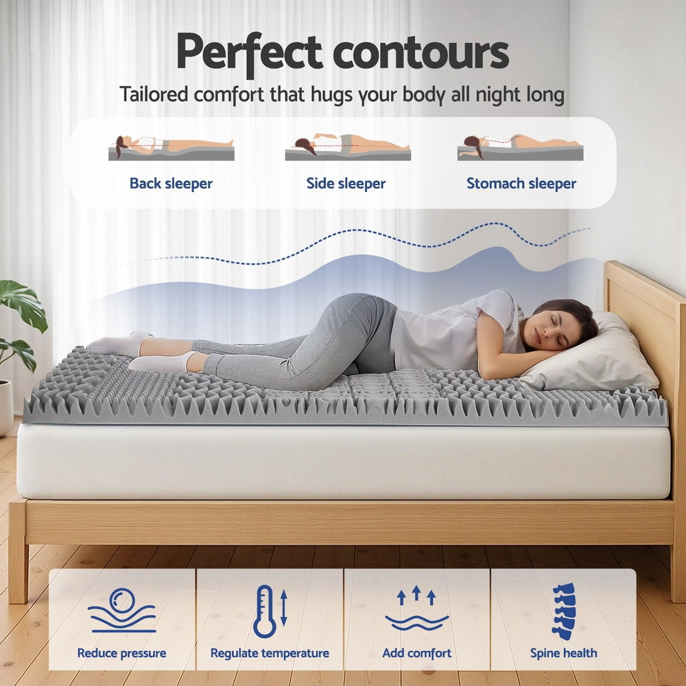 Mattress Toppers: Giselle Bedding 8cm Memory Foam Mattress Topper 7-Zone Graphite Single