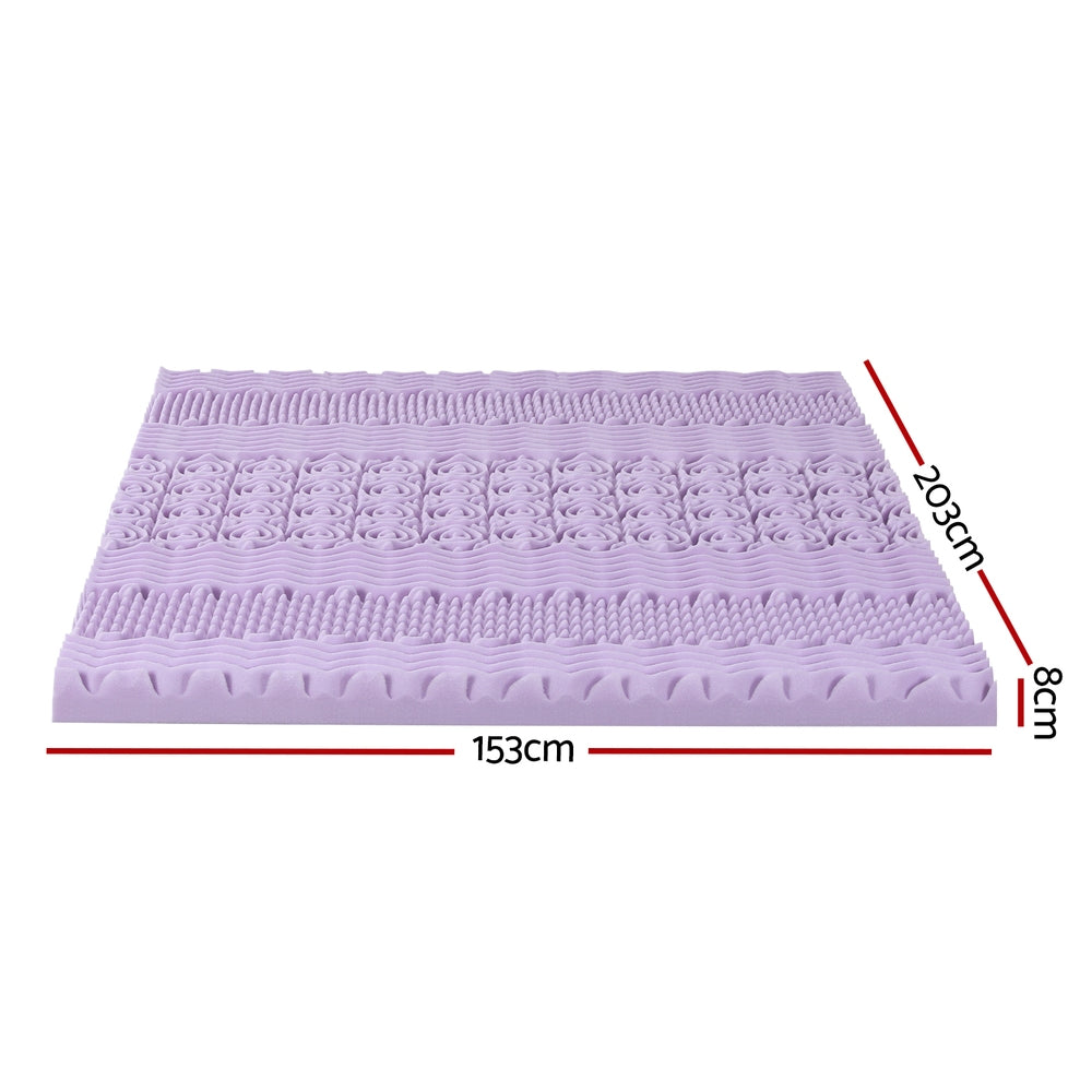 Mattress Toppers: Giselle 8cm Memory Foam Mattress Topper Lavender Infused Bamboo Cover 7-Zone Queen