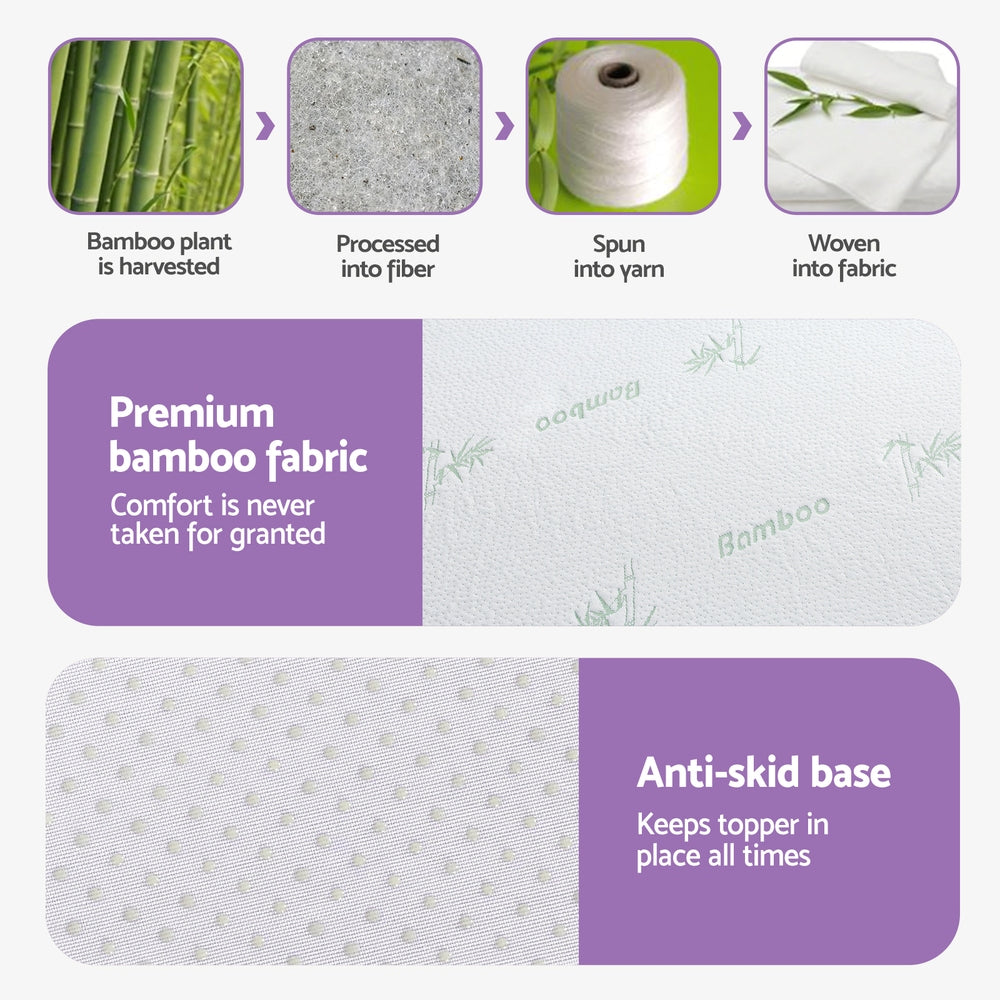 Mattress Toppers: Giselle 8cm Memory Foam Mattress Topper Lavender Infused Bamboo Cover 7-Zone Queen