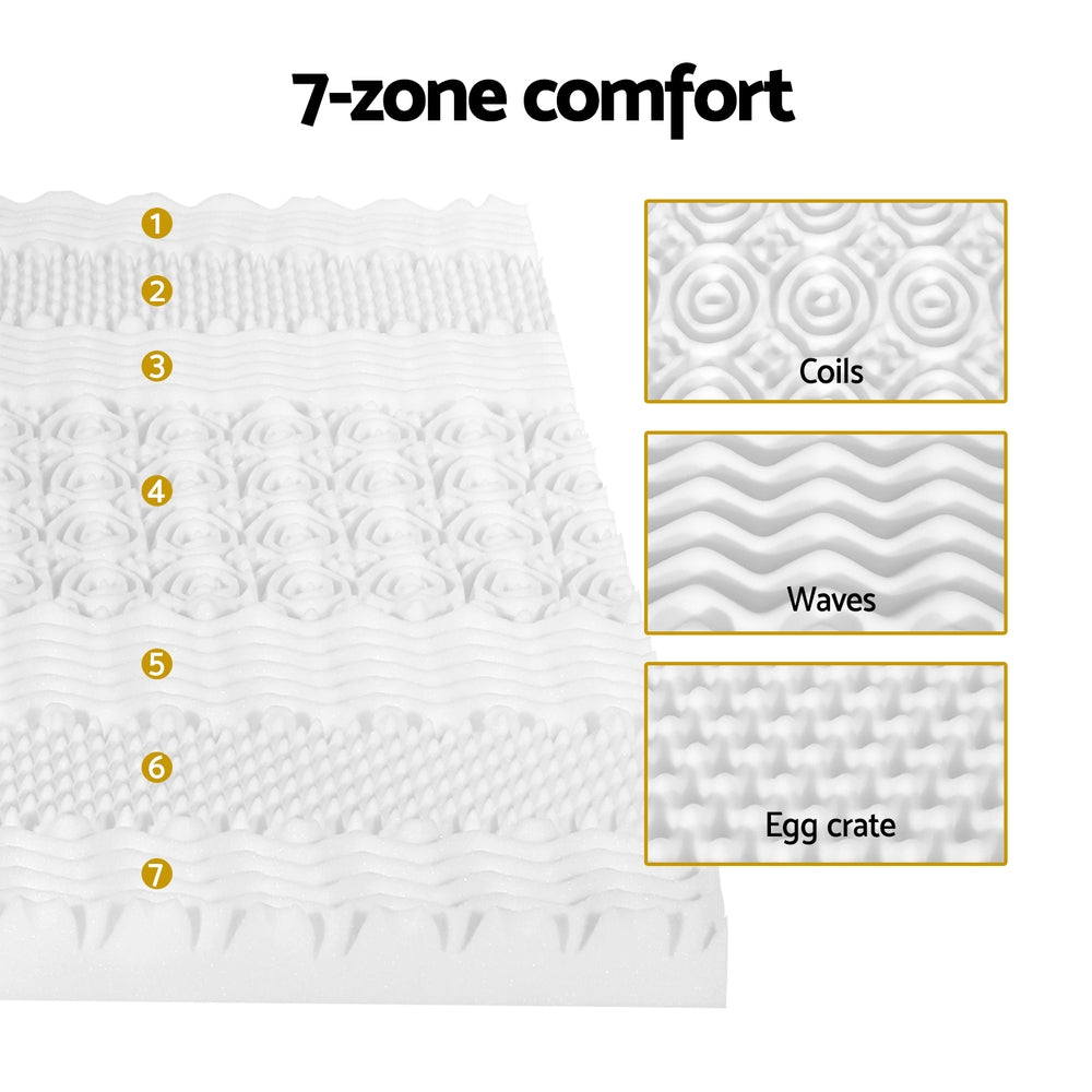 Mattress Toppers: Giselle Bedding Memory Foam Mattress Topper 7-Zone Airflow Pad 8cm Double White