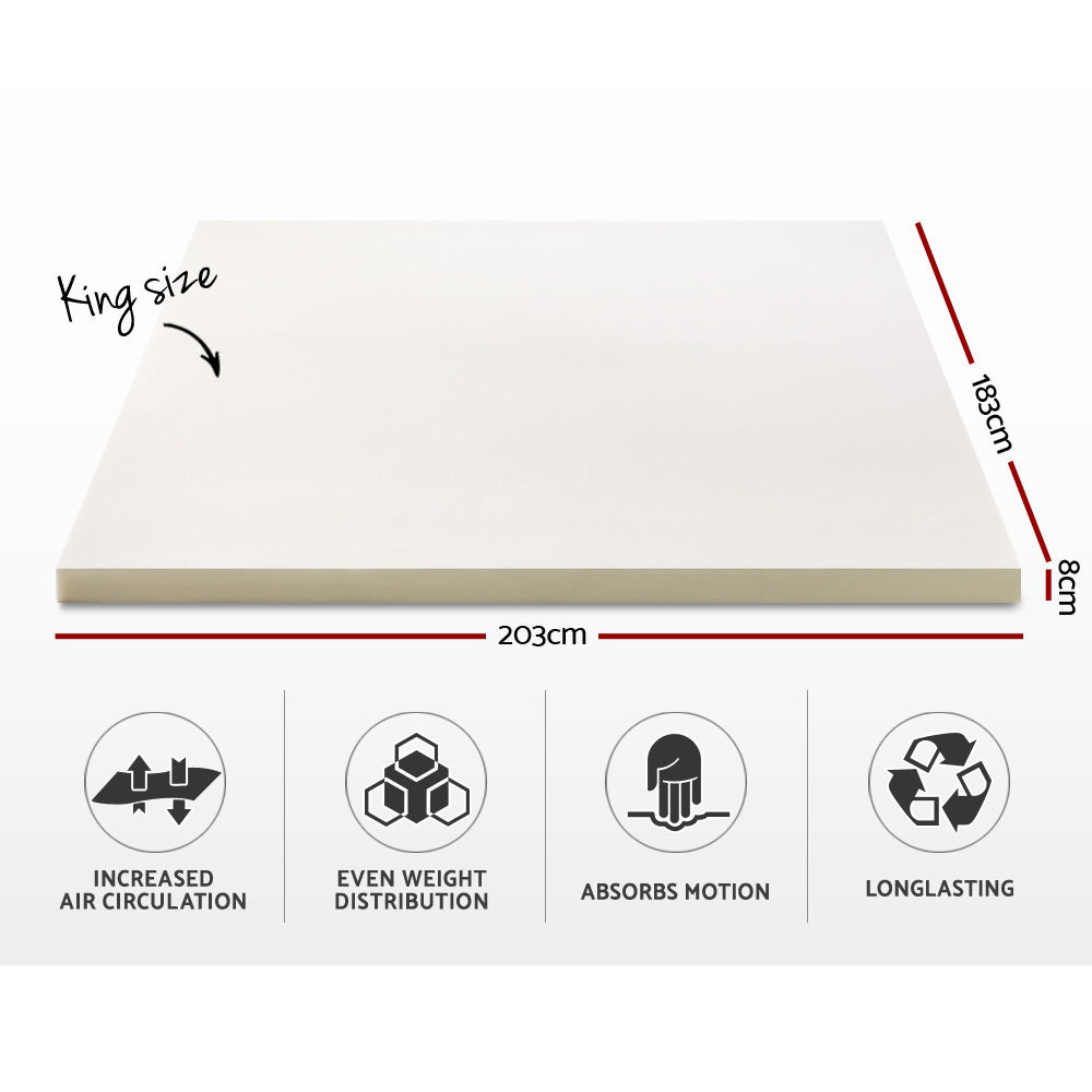 Mattress Toppers: Giselle Bedding Memory Foam Mattress Topper 8cm King