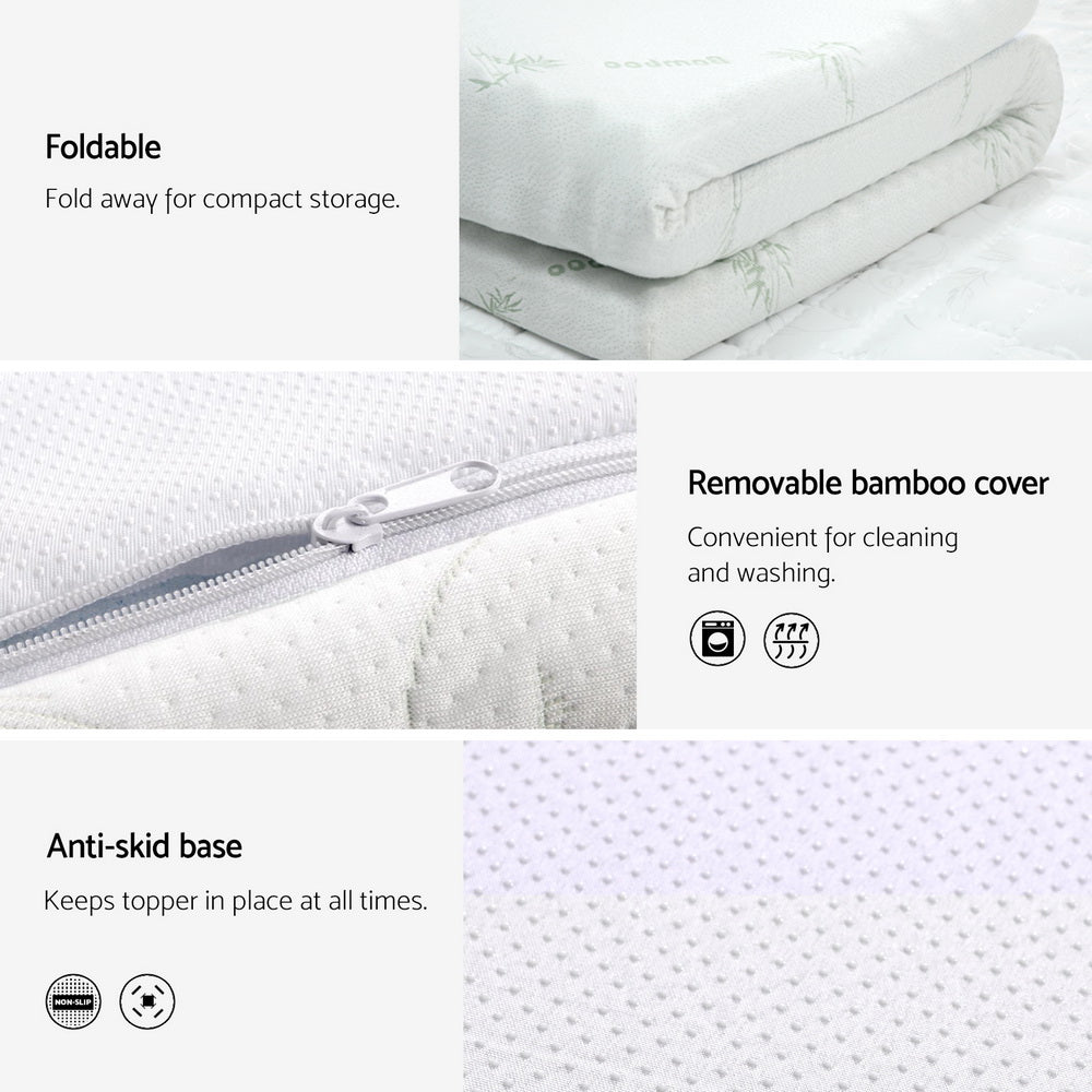 Mattress Toppers: Giselle Bedding Memory Foam Mattress Topper Cool Gel Bed Mat Bamboo 10cm Double