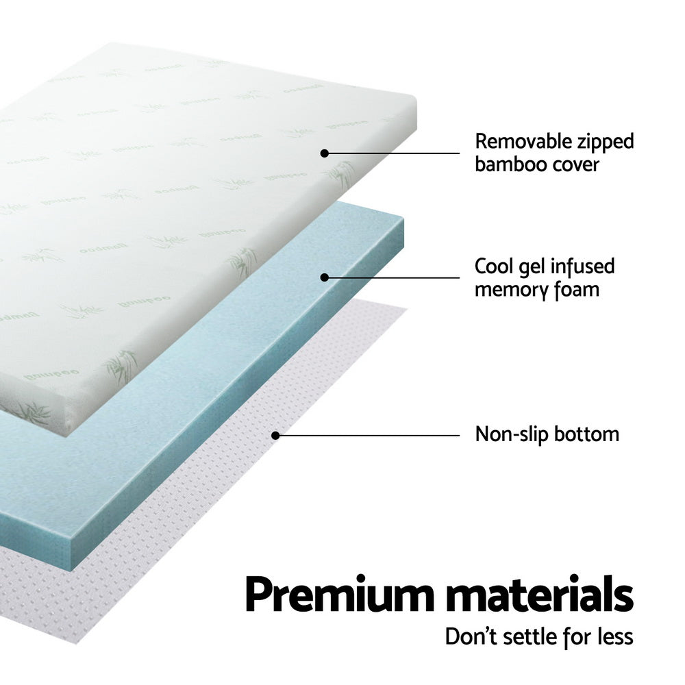Mattress Toppers: Giselle Bedding Memory Foam Mattress Topper Cool Gel Bed Mat Bamboo 10cm King