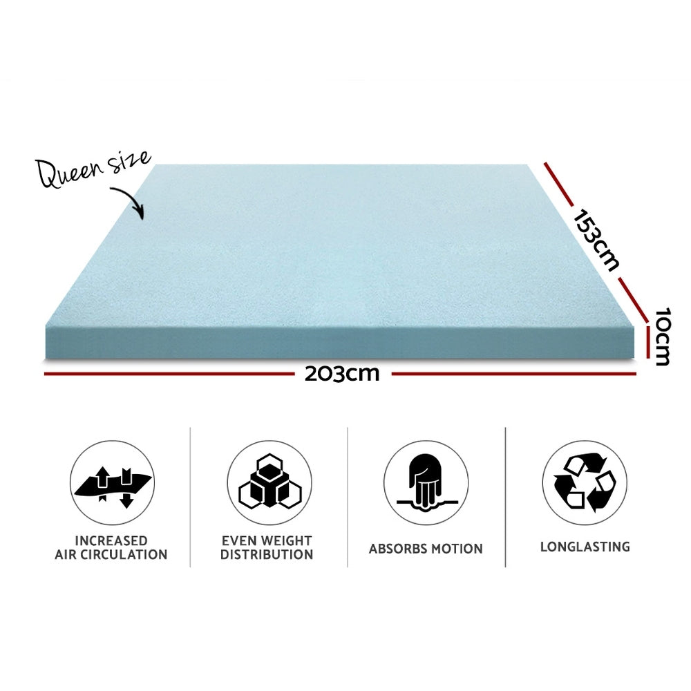 Mattress Toppers: Giselle Bedding Memory Foam Mattress Topper Cool Gel 10cm Queen