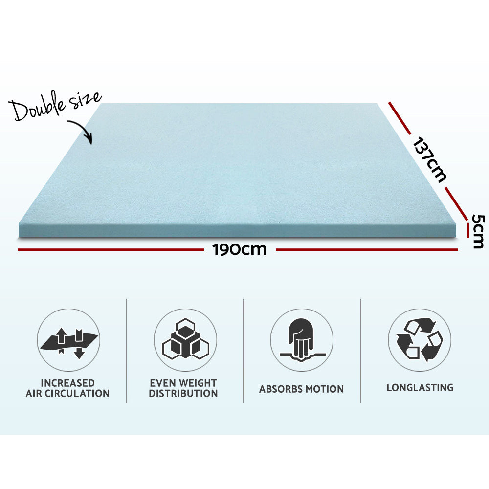 Mattress Toppers: Giselle Bedding Memory Foam Mattress Topper Cool Gel 5cm Double