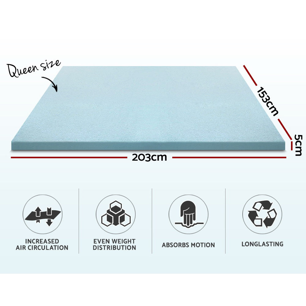 Mattress Toppers: Giselle Bedding Memory Foam Mattress Topper Cool Gel 5cm Queen