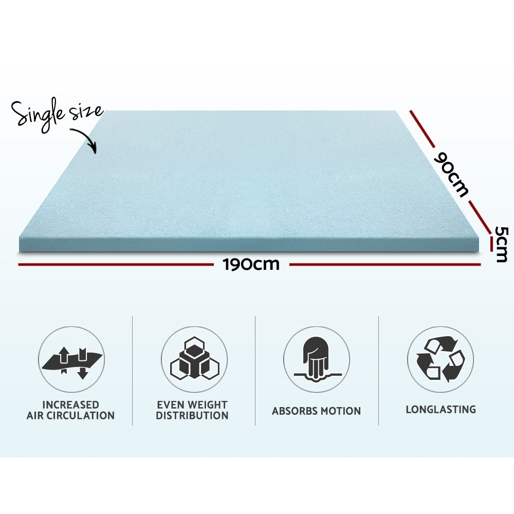 Mattress Toppers: Giselle Bedding Memory Foam Mattress Topper Cool Gel 5cm Single