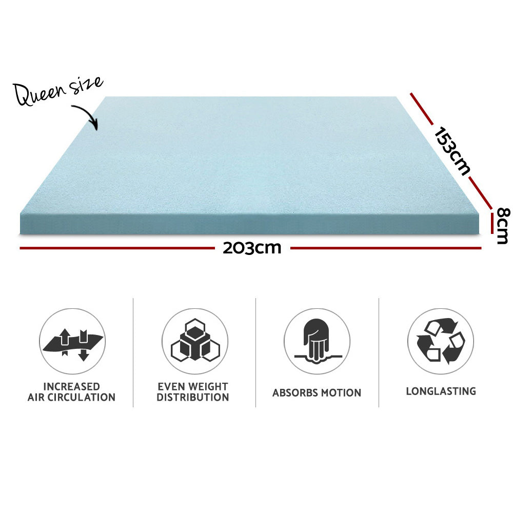 Mattress Toppers: Giselle Bedding Memory Foam Mattress Topper Cool Gel 8cm Queen
