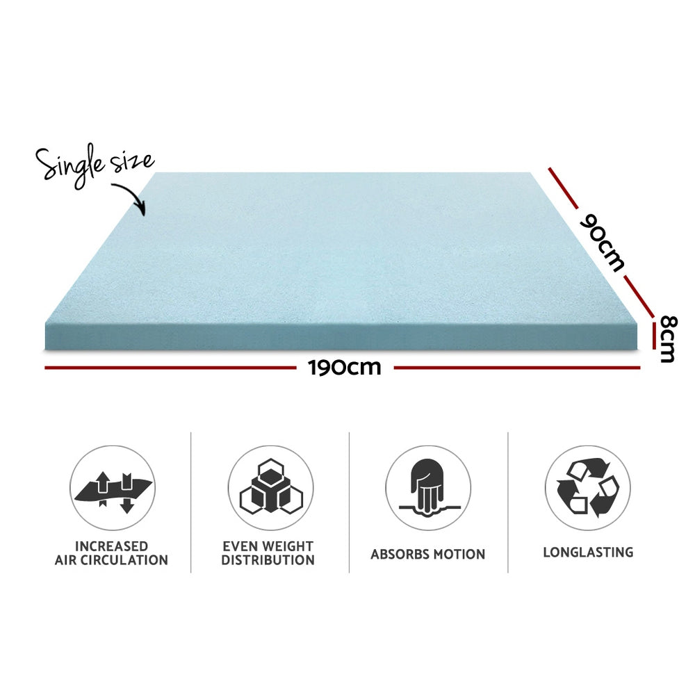 Mattress Toppers: Giselle Bedding Memory Foam Mattress Topper Cool Gel 8cm Single