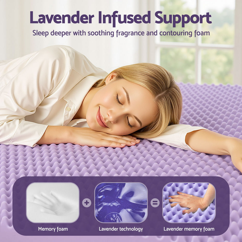 Mattress Toppers: Giselle 5cm Memory Foam Mattress Topper Lavender Infused Egg Crate Pad Mat Double
