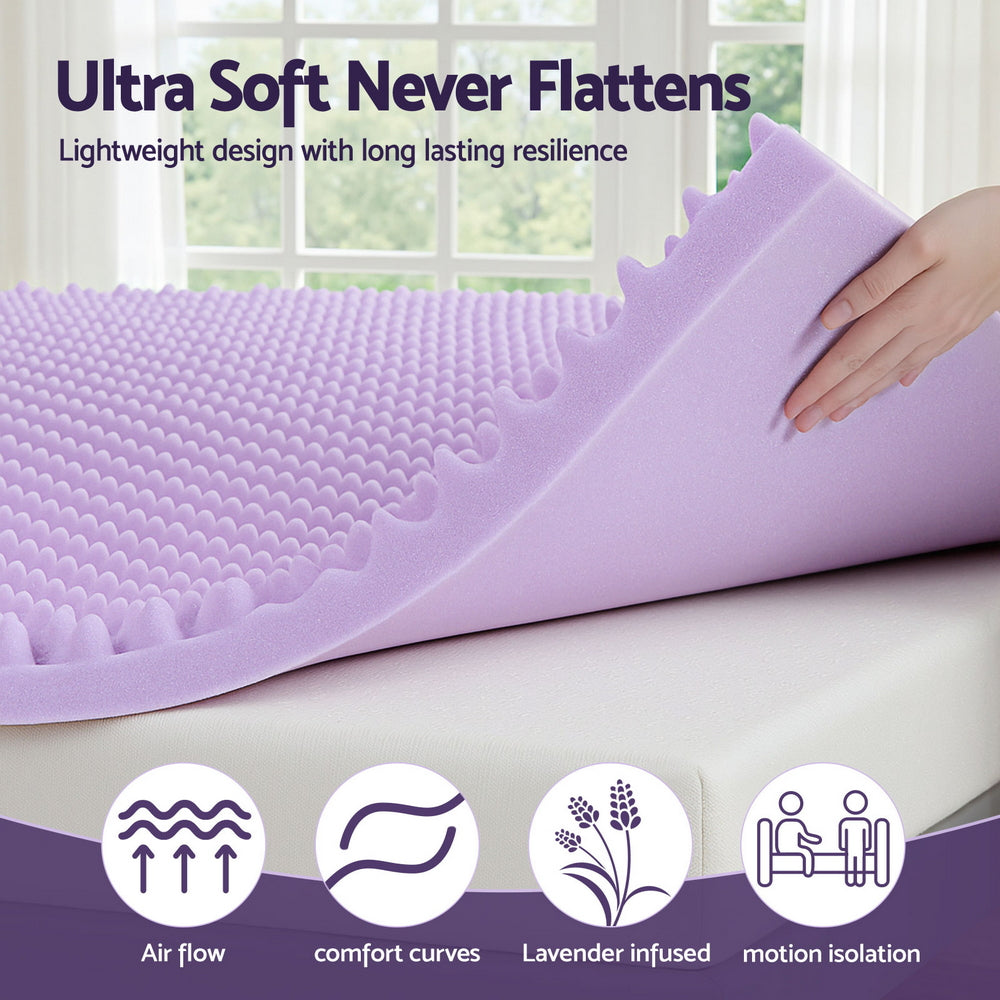 Mattress Toppers: Giselle 5cm Memory Foam Mattress Topper Lavender Infused Egg Crate Pad Mat Double