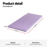 Mattress Toppers: Giselle 5cm Memory Foam Mattress Topper Lavender Infused Egg Crate King Single
