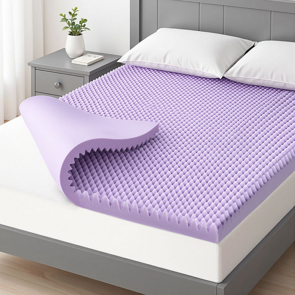 Mattress Toppers: Giselle 5cm Memory Foam Mattress Topper Lavender Infused Egg Crate Pad Mat Queen