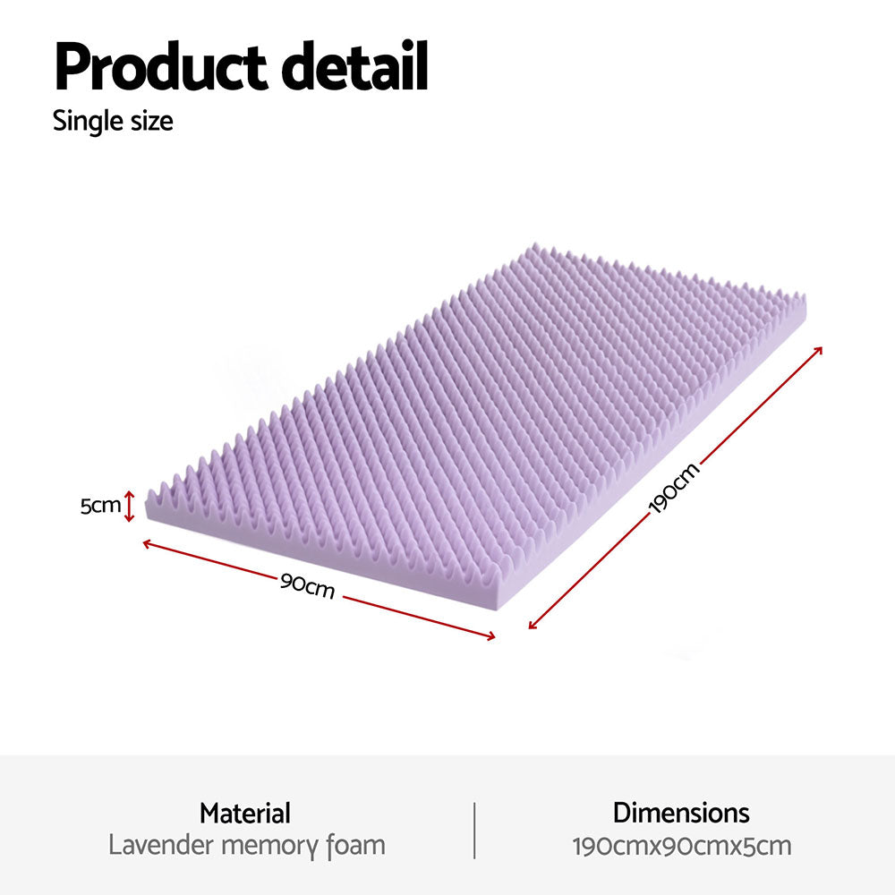 Mattress Toppers: Giselle 5cm Memory Foam Mattress Topper Lavender Infused Egg Crate Pad Mat Single