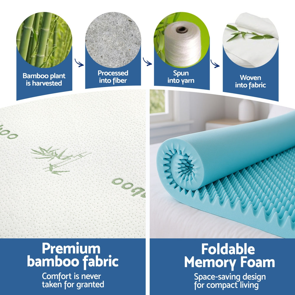 Mattress Toppers: Giselle 8cm Memory Foam Mattress Topper Gel Egg Crate Foam Bamboo King Single