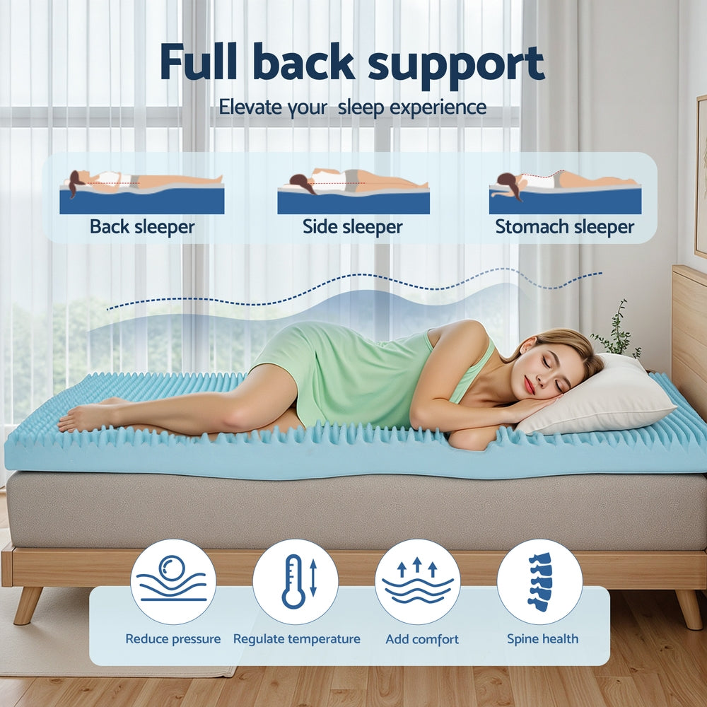 Mattress Toppers: Giselle 8cm Memory Foam Mattress Topper Gel Egg Crate Foam Bamboo Single
