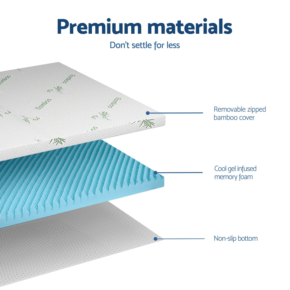 Mattress Toppers: Giselle 8cm Memory Foam Mattress Topper Gel Egg Crate Foam Bamboo Single
