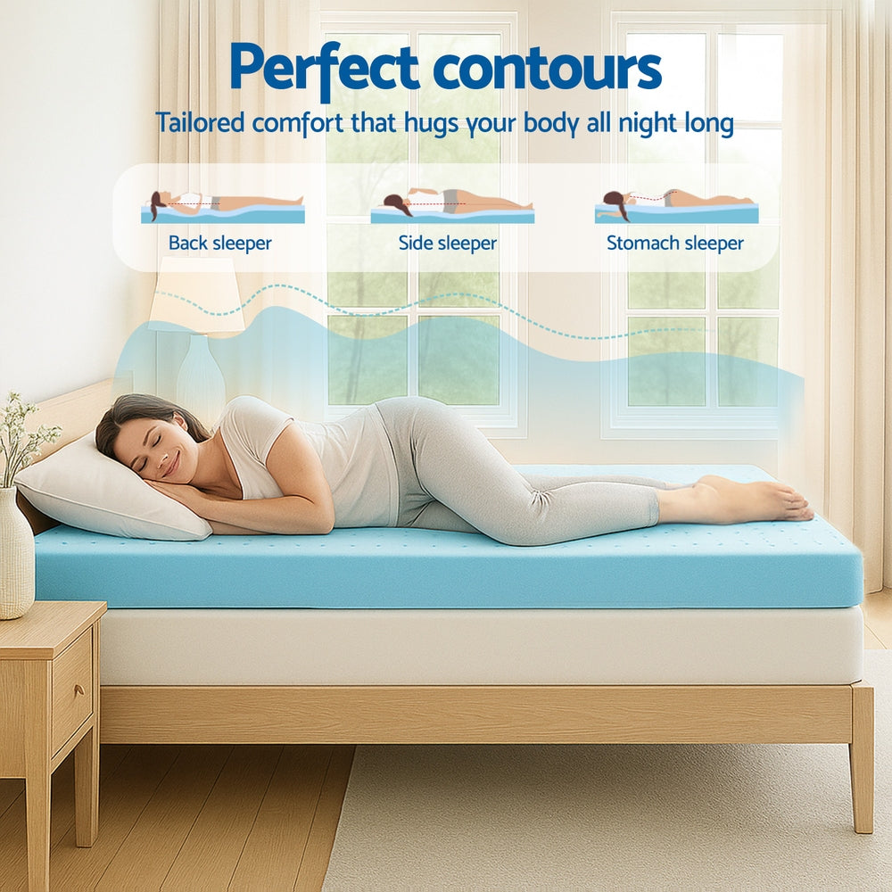 Mattress Toppers: Giselle 12cm Memory Foam Mattress Topper Ventilated Cool Gel Bamboo Cover King Single