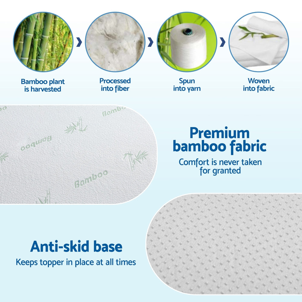 Mattress Toppers: Giselle 12cm Memory Foam Mattress Topper Ventilated Cool Gel Bamboo Cover King Single