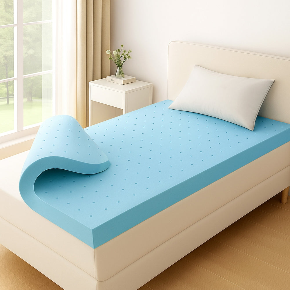 Mattress Toppers: Giselle 12cm Memory Foam Mattress Topper Ventilated Cool Gel Bamboo Cover King Single