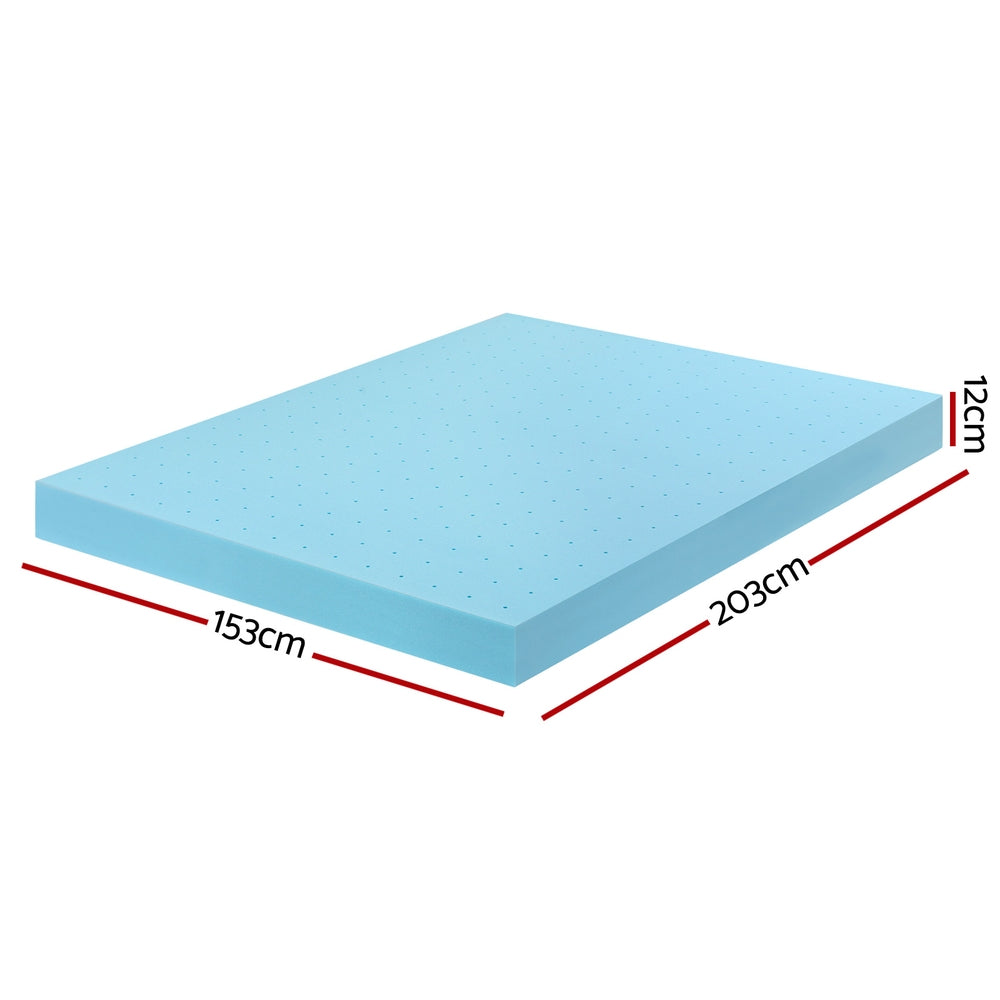 Mattress Toppers: Giselle 12cm Memory Foam Mattress Topper Ventilated Cool Gel Bamboo Cover Queen