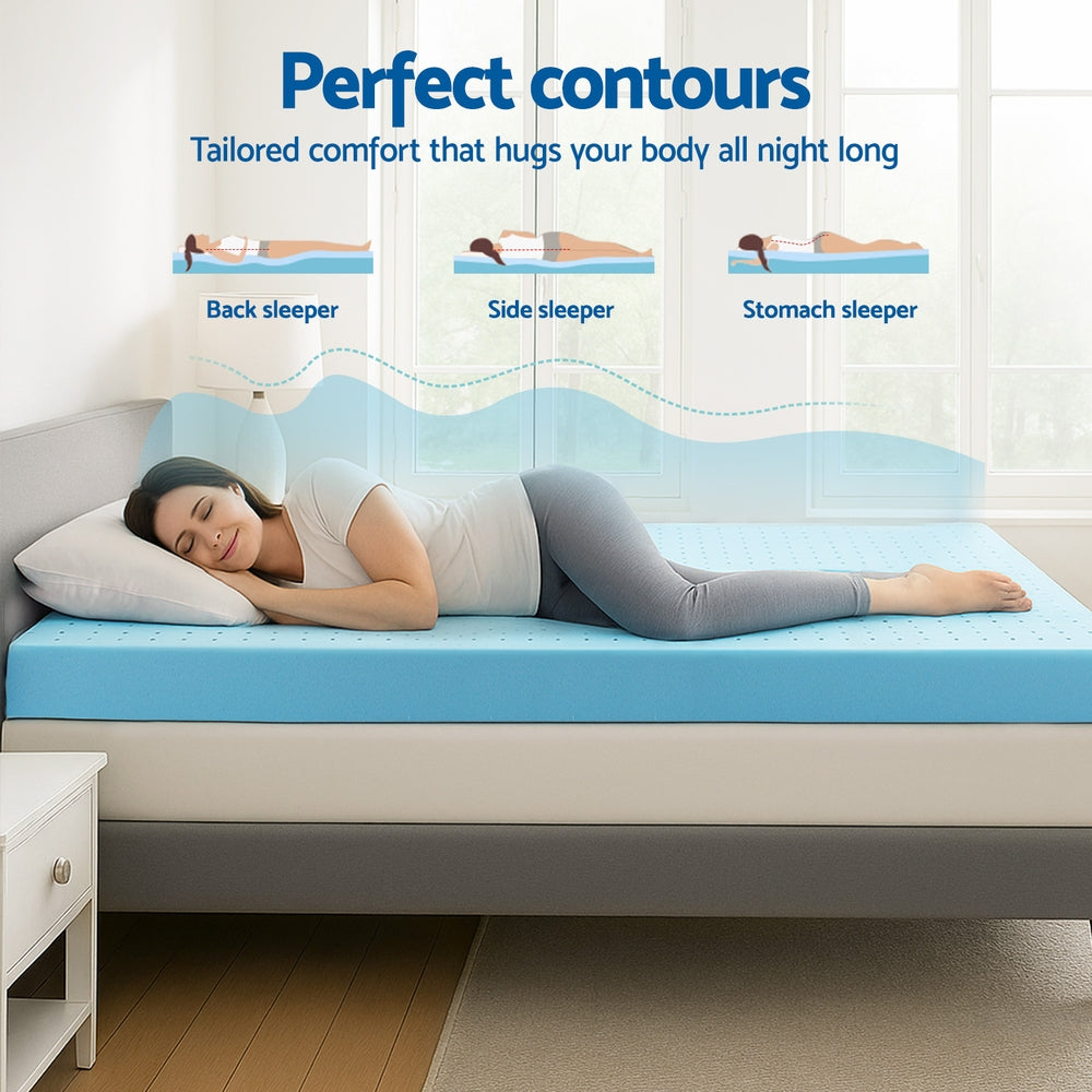 Mattress Toppers: Giselle 12cm Memory Foam Mattress Topper Ventilated Cool Gel Bamboo Cover Queen
