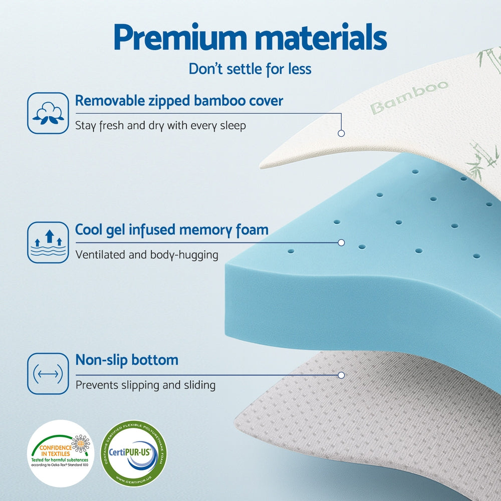 Mattress Toppers: Giselle 12cm Memory Foam Mattress Topper Ventilated Cool Gel Bamboo Cover Queen