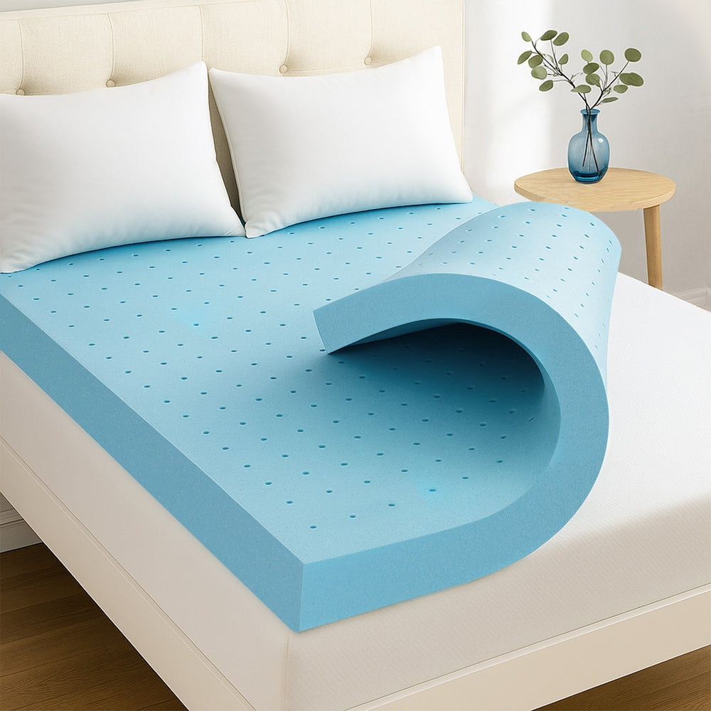 Mattress Toppers: Giselle 12cm Memory Foam Mattress Topper Ventilated Cool Gel Bamboo Cover Queen