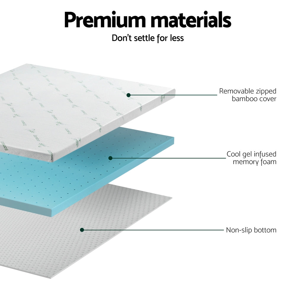 Mattress Toppers: Giselle Bedding Memory Foam Mattress Topper Ventilated Cool Gel 5cm King