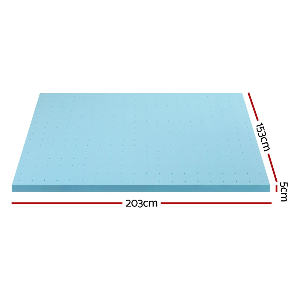 Mattress Toppers: Giselle Bedding Memory Foam Mattress Topper Ventilated Cool Gel 5cm Queen